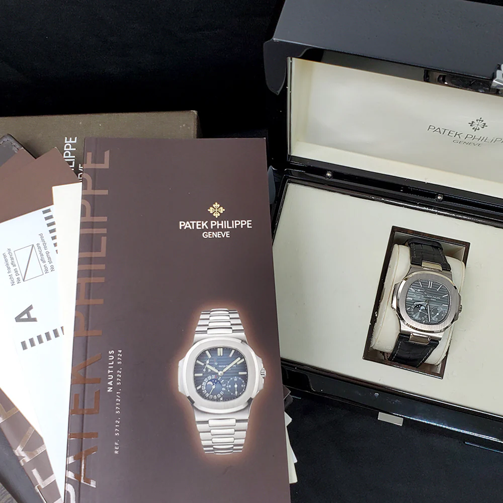 Patek Philippe Nautilus Moon phase 40mm Grey Dial White Gold Watch 5712G-001 Box Papers - Image 2