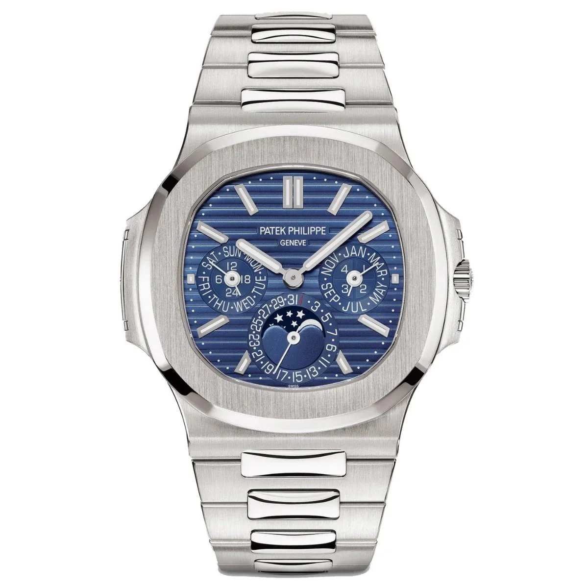 Patek Philippe Nautilus Perpetual Calendar 40mm Blue Dial White Gold Watch 5740/1G-001 Box Papers