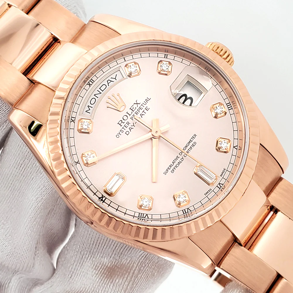 Rolex Rose Gold Day-Date 118235 Factory Pink Diamond Dial 36mm Oyster Watch - Image 2
