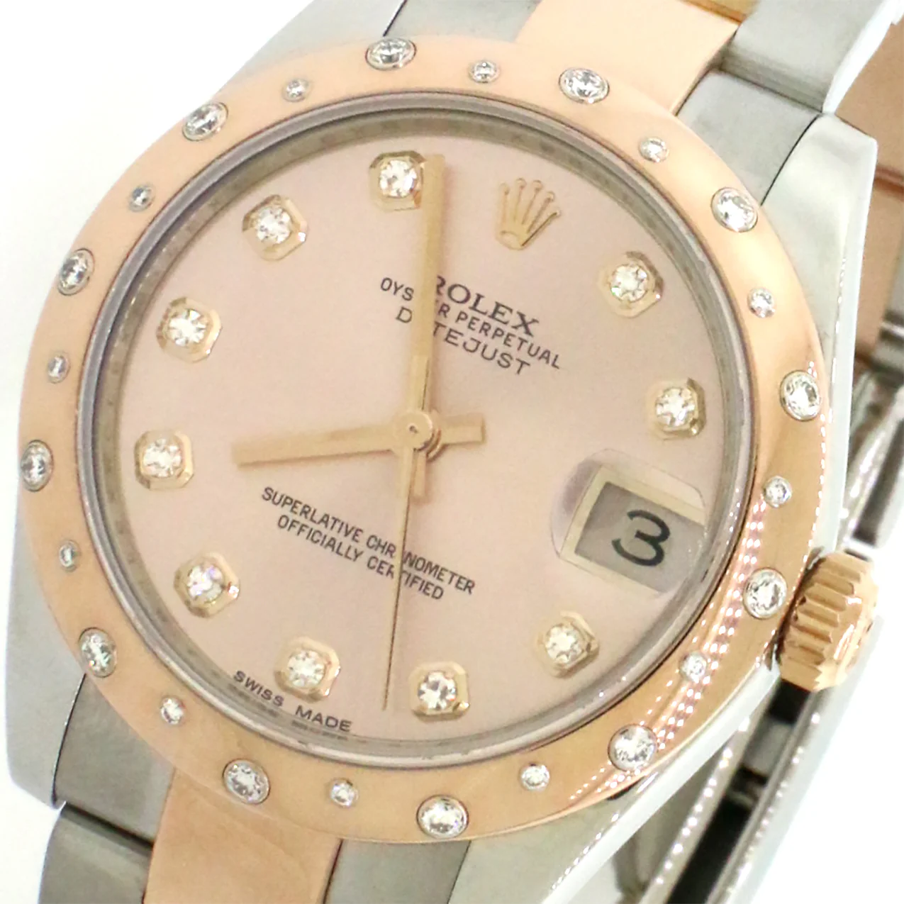 Rolex Datejust 31mm SS/Rose Factory Diamond Bezel/Pink Diamond Dial/Box&Papers 178341 - Image 2