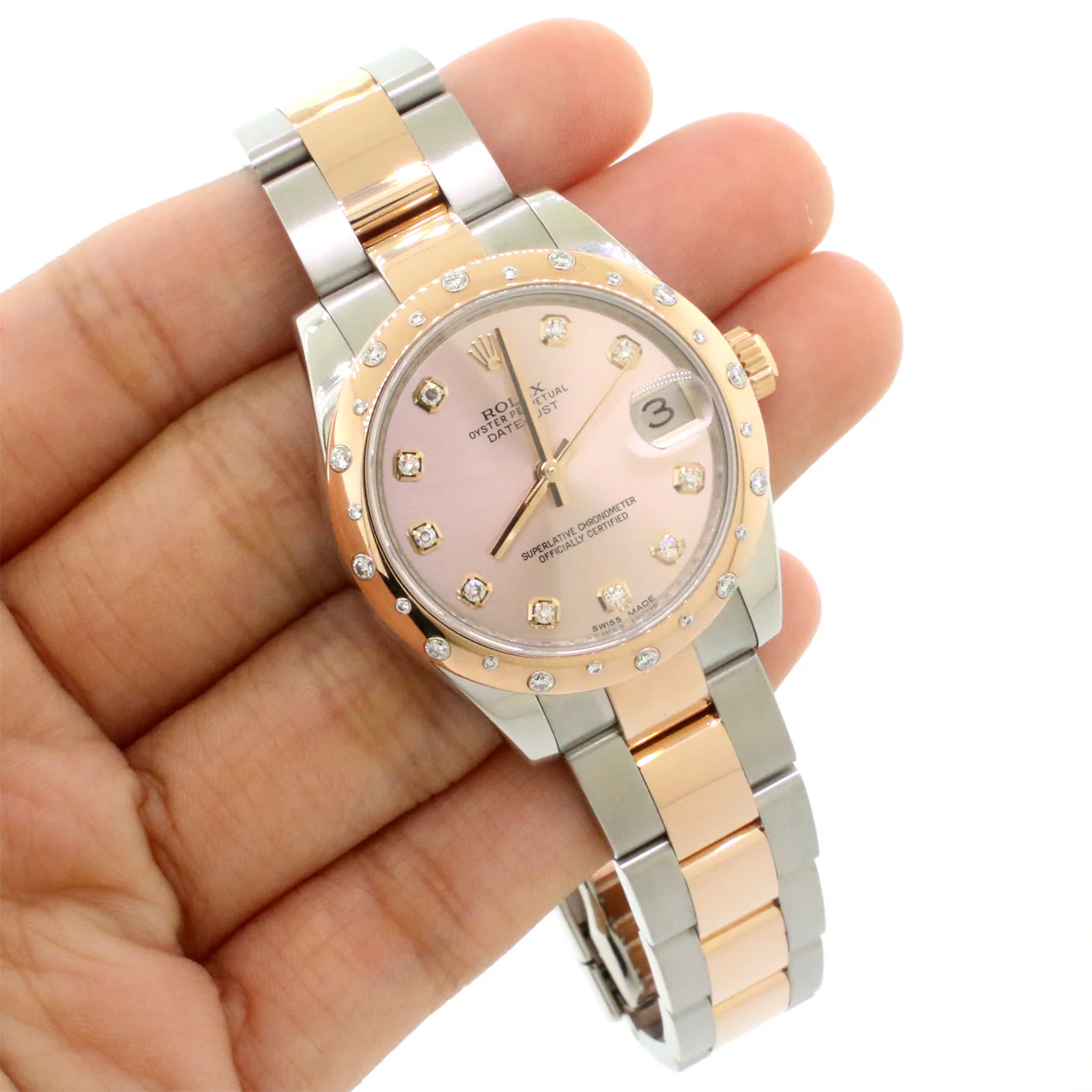 Rolex Datejust 31mm SS/Rose Factory Diamond Bezel/Pink Diamond Dial/Box&Papers 178341 - Image 6