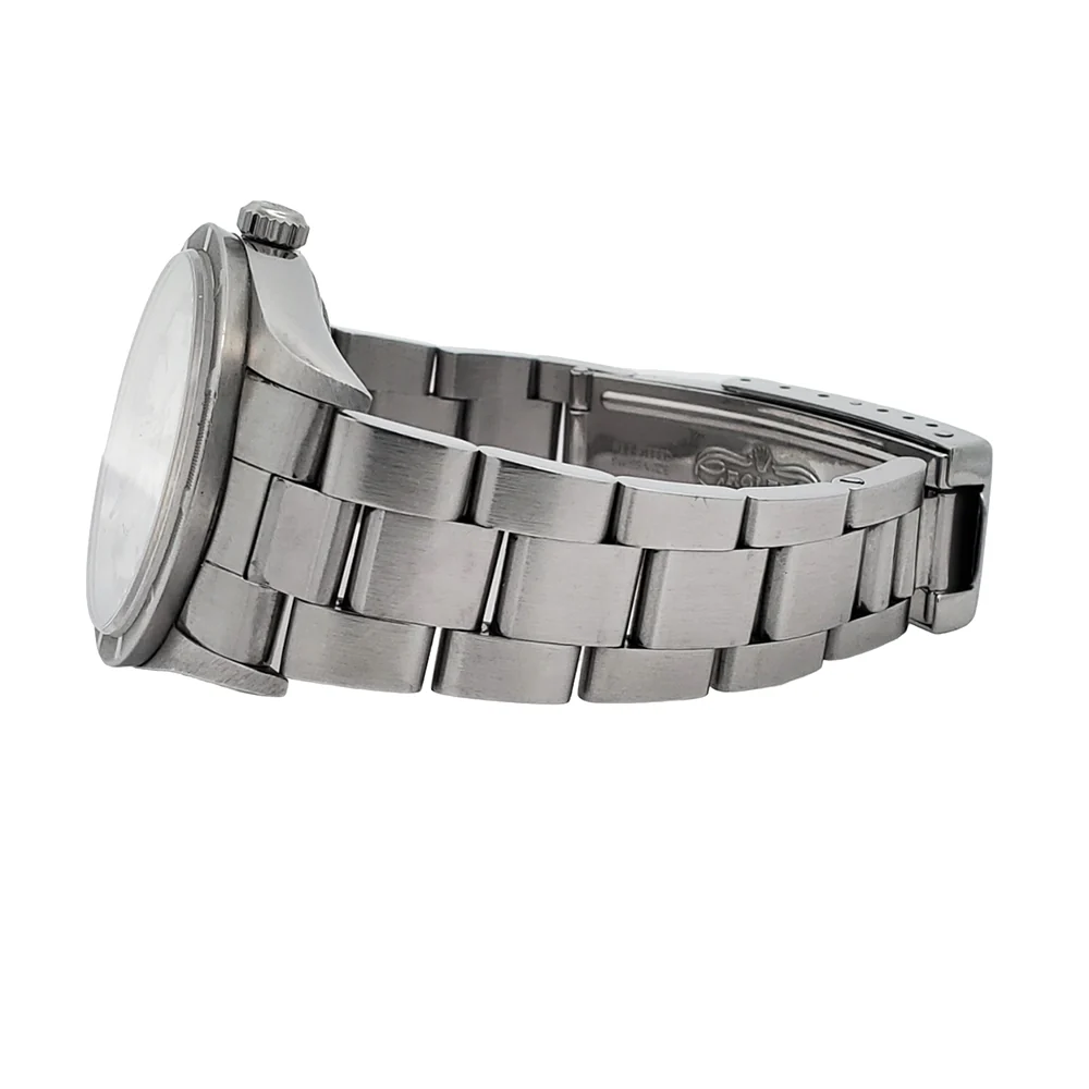 Rolex Air-King 34mm 14010 White Roman Dial Engine Turned Bezel Steel Oyster Watch - Image 4