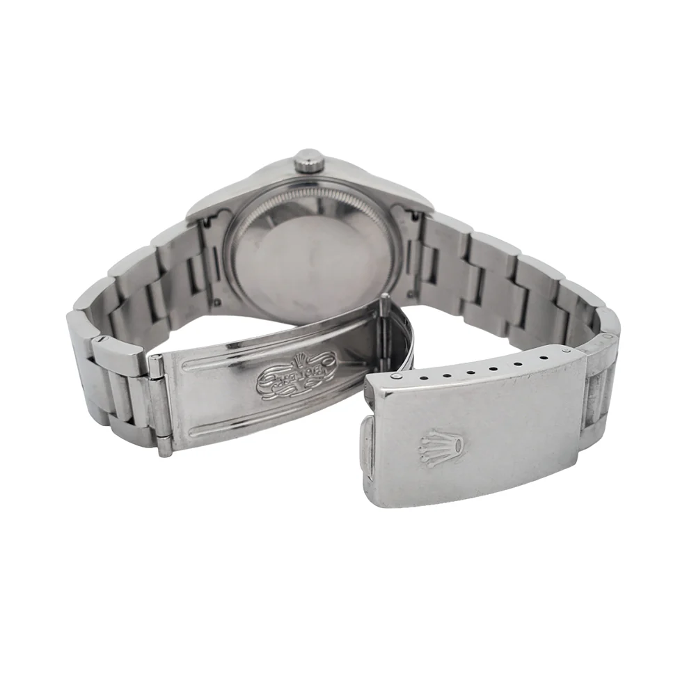 Rolex Air-King 34mm 14010 White Roman Dial Engine Turned Bezel Steel Oyster Watch - Image 6