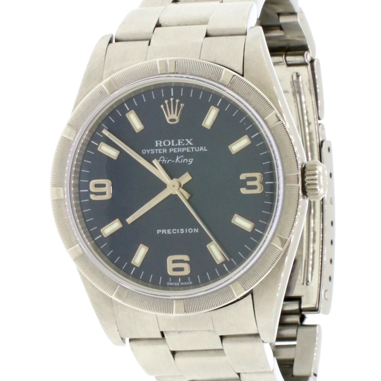 Rolex Air-King 34MM Blue Arabic/Index Dial Stainless Steel Oyster Watch 14010M