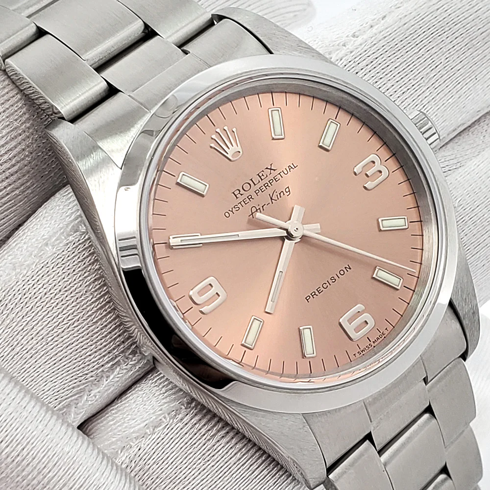Rolex Air-King 34mm Salmon Index Arabic Dial Steel Watch 14000 - Image 3