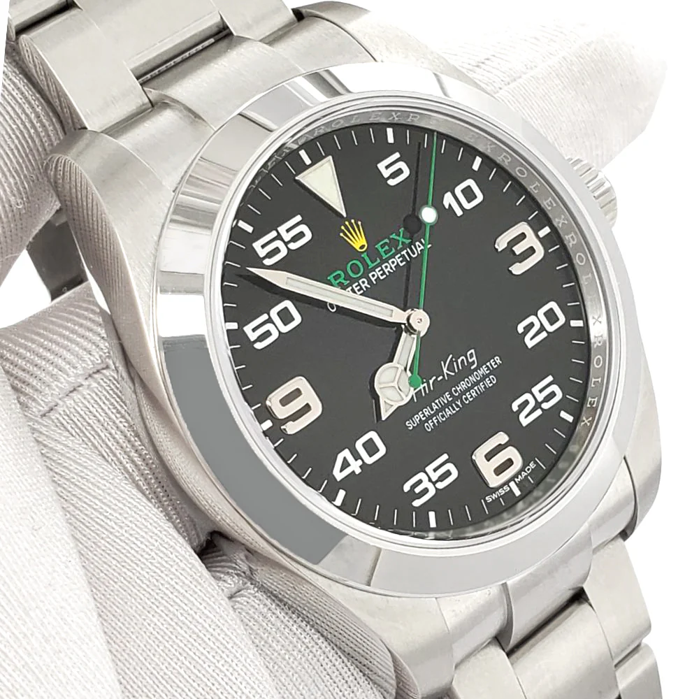 Rolex Air King 40mm 116900 Black Dial Green script Stainless Steel Watch 2020 Box Papers