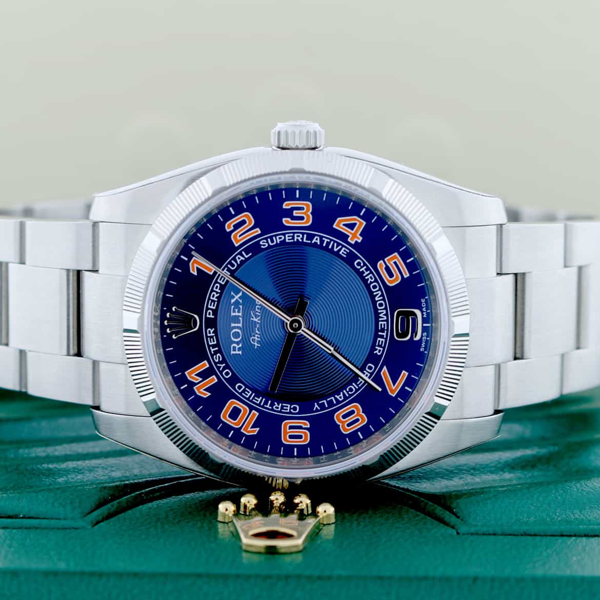 Rolex Air-King Blue Arabic Dial 34MM Automatic Stainless Steel Oyster Mens Watch 114210 - Image 2