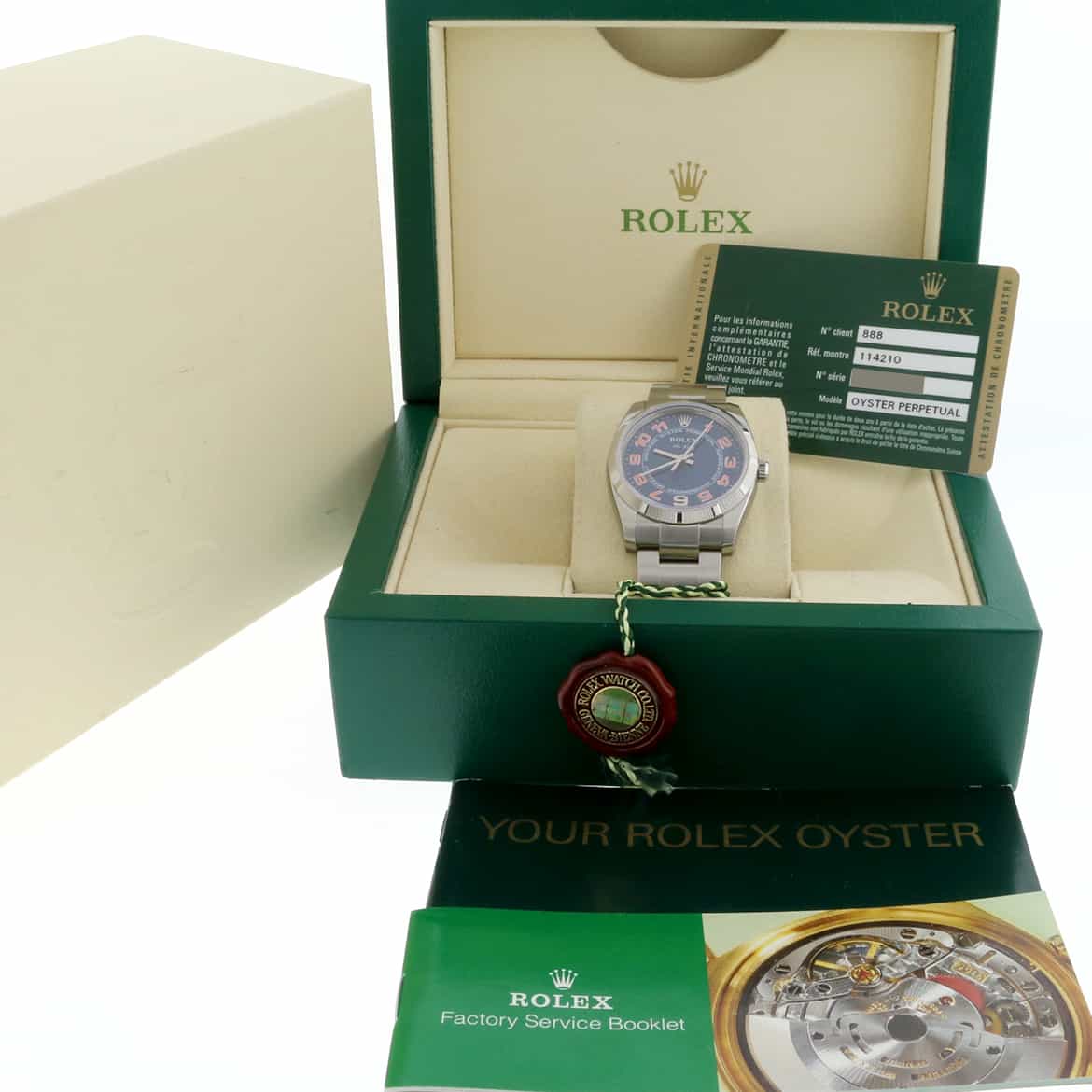 Rolex Air-King Blue Arabic Dial 34MM Automatic Stainless Steel Oyster Mens Watch 114210 - Image 3