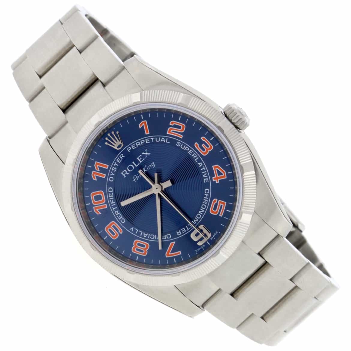 Rolex Air-King Blue Arabic Dial 34MM Automatic Stainless Steel Oyster Mens Watch 114210 - Image 4
