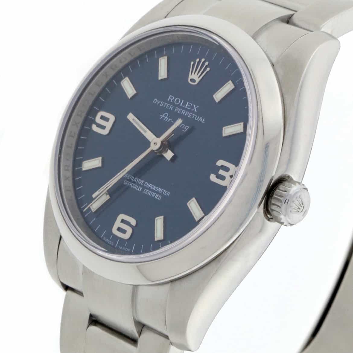 Rolex Air-King Blue Stick Dial 34MM Domed Bezel Automatic Stainless Steel Oyster Mens Watch 114200 - Image 11