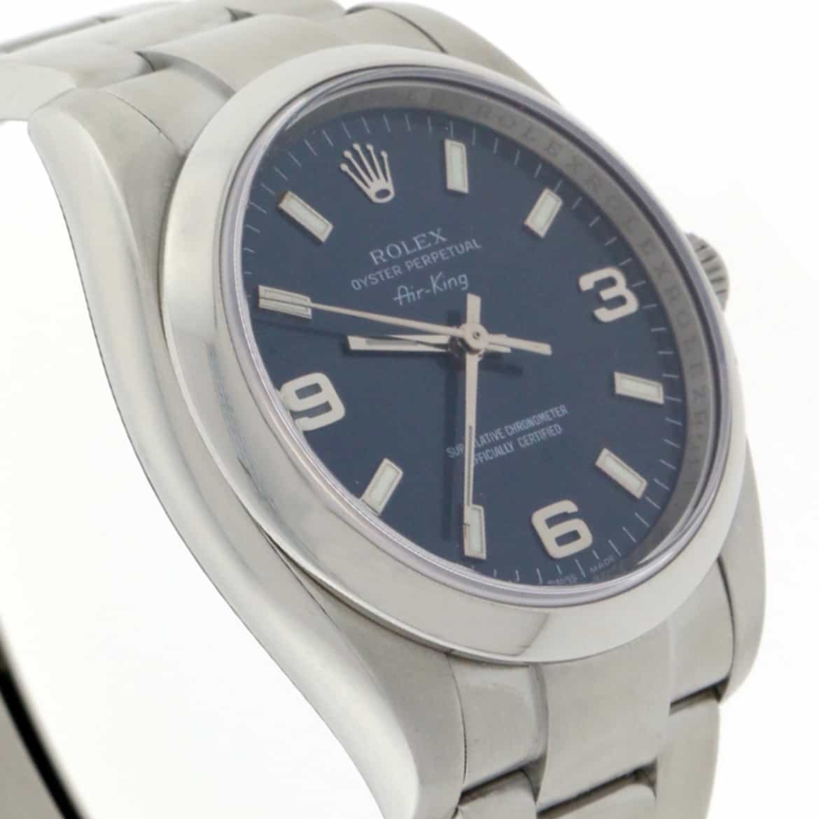 Rolex Air-King Blue Stick Dial 34MM Domed Bezel Automatic Stainless Steel Oyster Mens Watch 114200 - Image 5