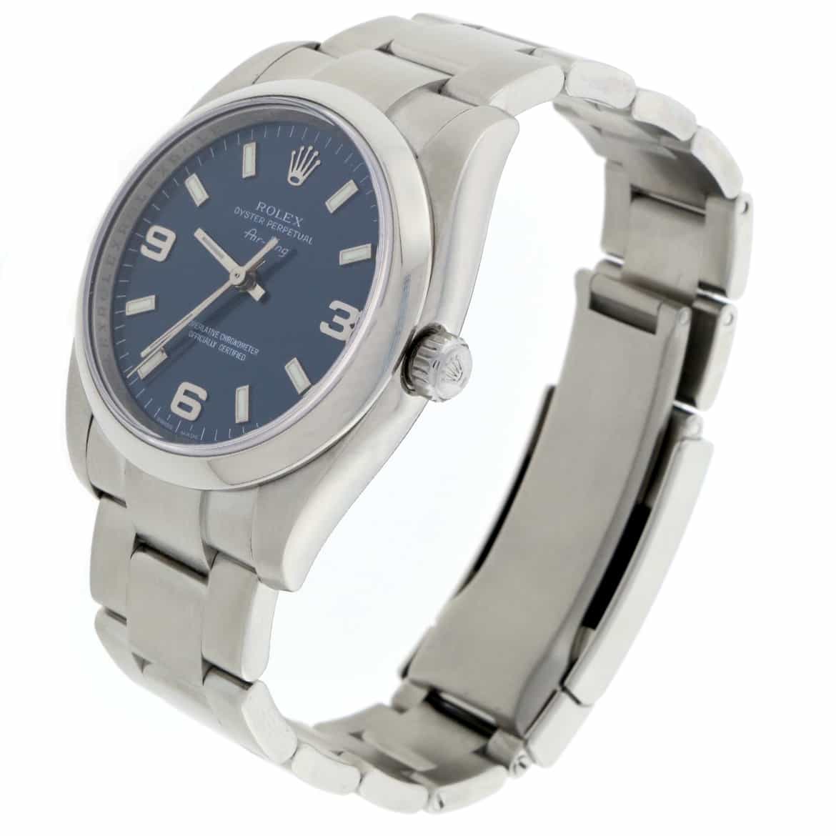 Rolex Air-King Blue Stick Dial 34MM Domed Bezel Automatic Stainless Steel Oyster Mens Watch 114200 - Image 6
