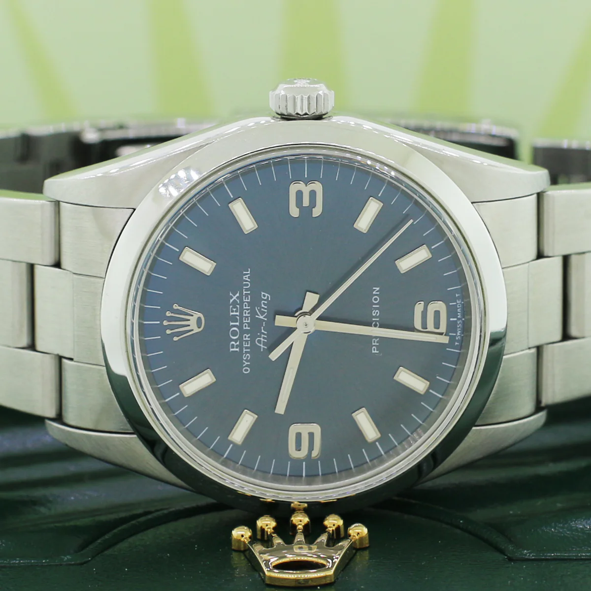 Rolex Air-King Factory Blue Index Dial 34MM Automatic Stainless Steel Oyster Watch 14000 - Image 2