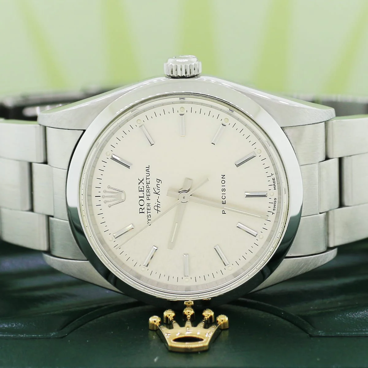 Rolex Air-King Factory Silver Index Dial 34MM Automatic Stainless Steel Oyster Watch 14000 - Image 3