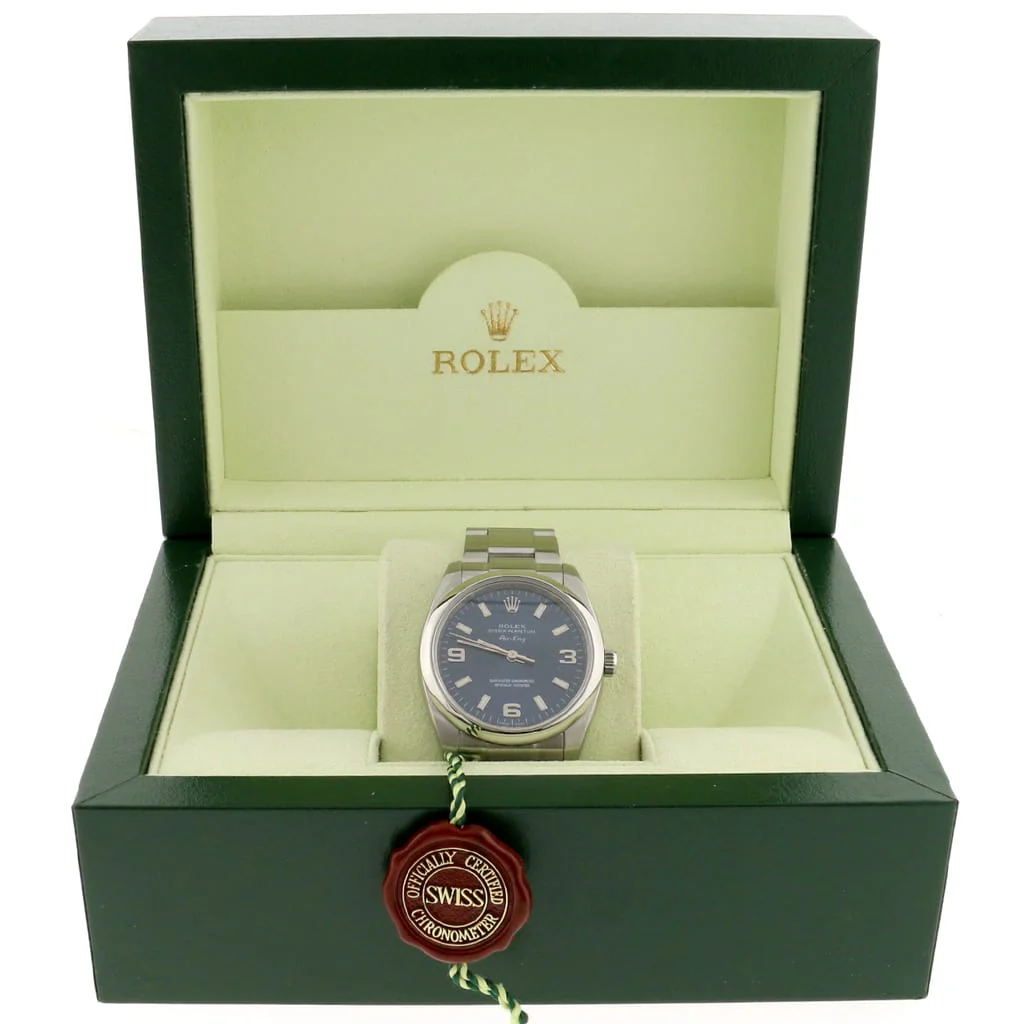 Rolex Air-King Original Blue Arabic/Index Dial 34MM Domed Bezel Automatic Stainless Steel Oyster Mens Watch 114200 - Image 3