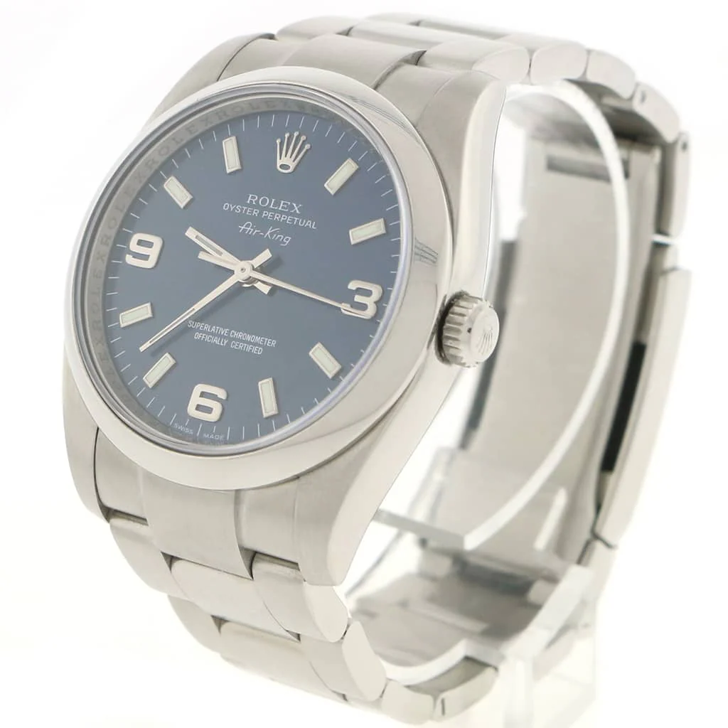 Rolex Air-King Original Blue Arabic/Index Dial 34MM Domed Bezel Automatic Stainless Steel Oyster Mens Watch 114200 - Image 8