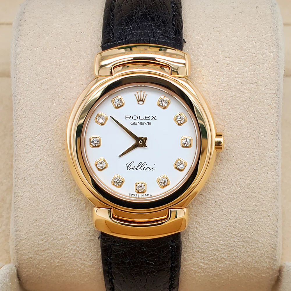 Rolex Cellini 26mm 6621/8 Factory White Diamond Dial 18k Yellow Gold Ladies Watch Box Papers - Image 3