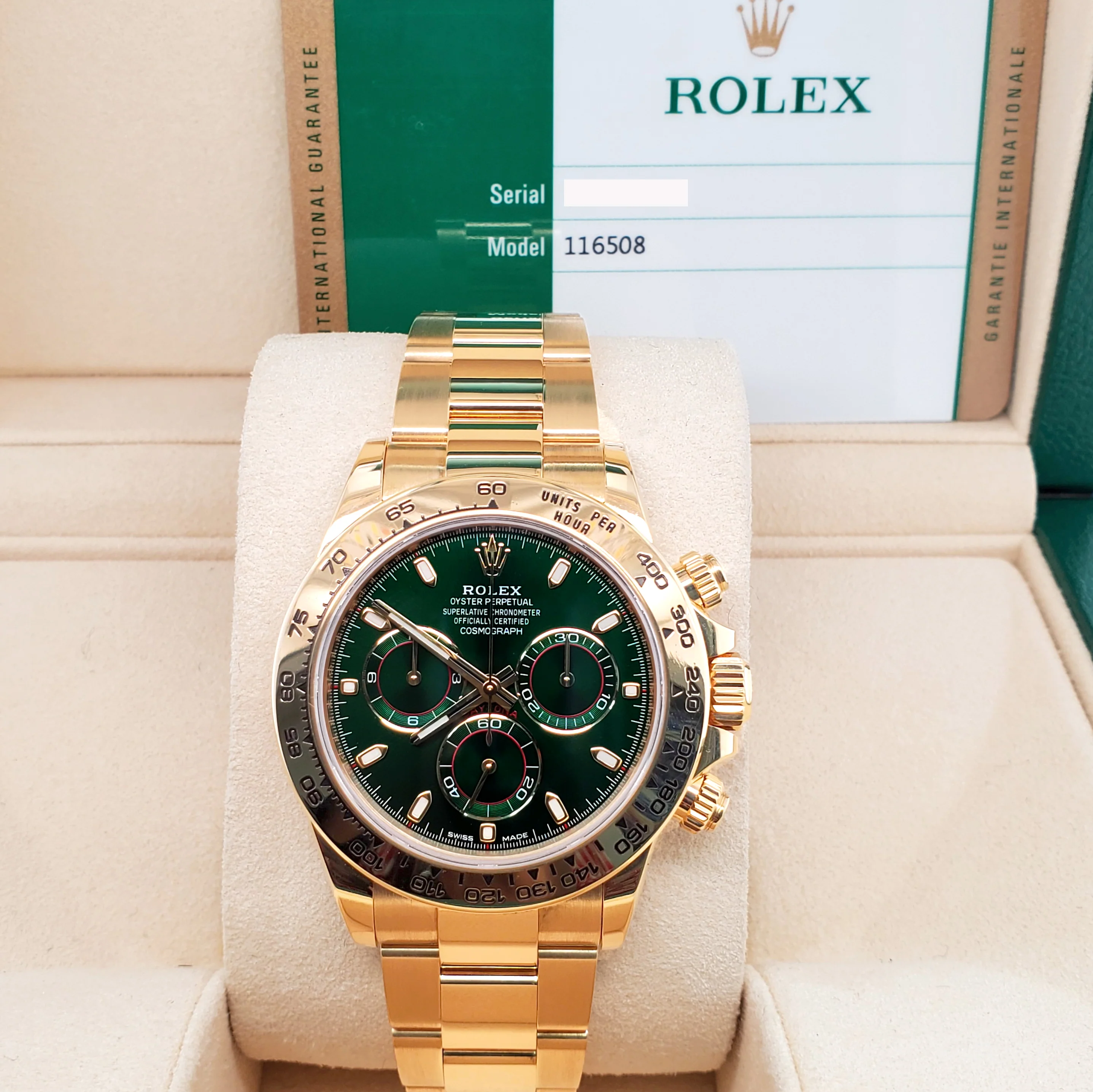Rolex Cosmograph Daytona 116508 40mm "John Mayer" Green Dial Yellow Gold Watch Box Papers - Image 3