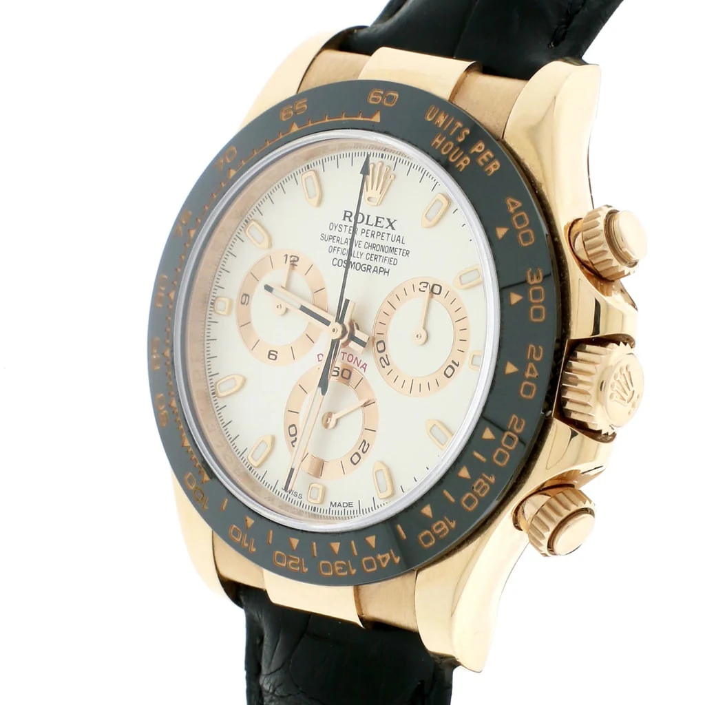 Rolex Cosmograph Daytona 18K Everose Gold Factory Ivory Dial Black Ceramic Bezel Automatic Mens Watch 116515 - Image 4