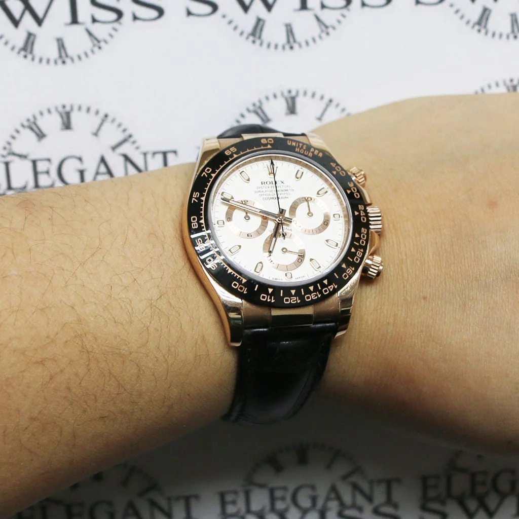 Rolex Cosmograph Daytona 18K Everose Gold Factory Ivory Dial Black Ceramic Bezel Automatic Mens Watch 116515 - Image 6