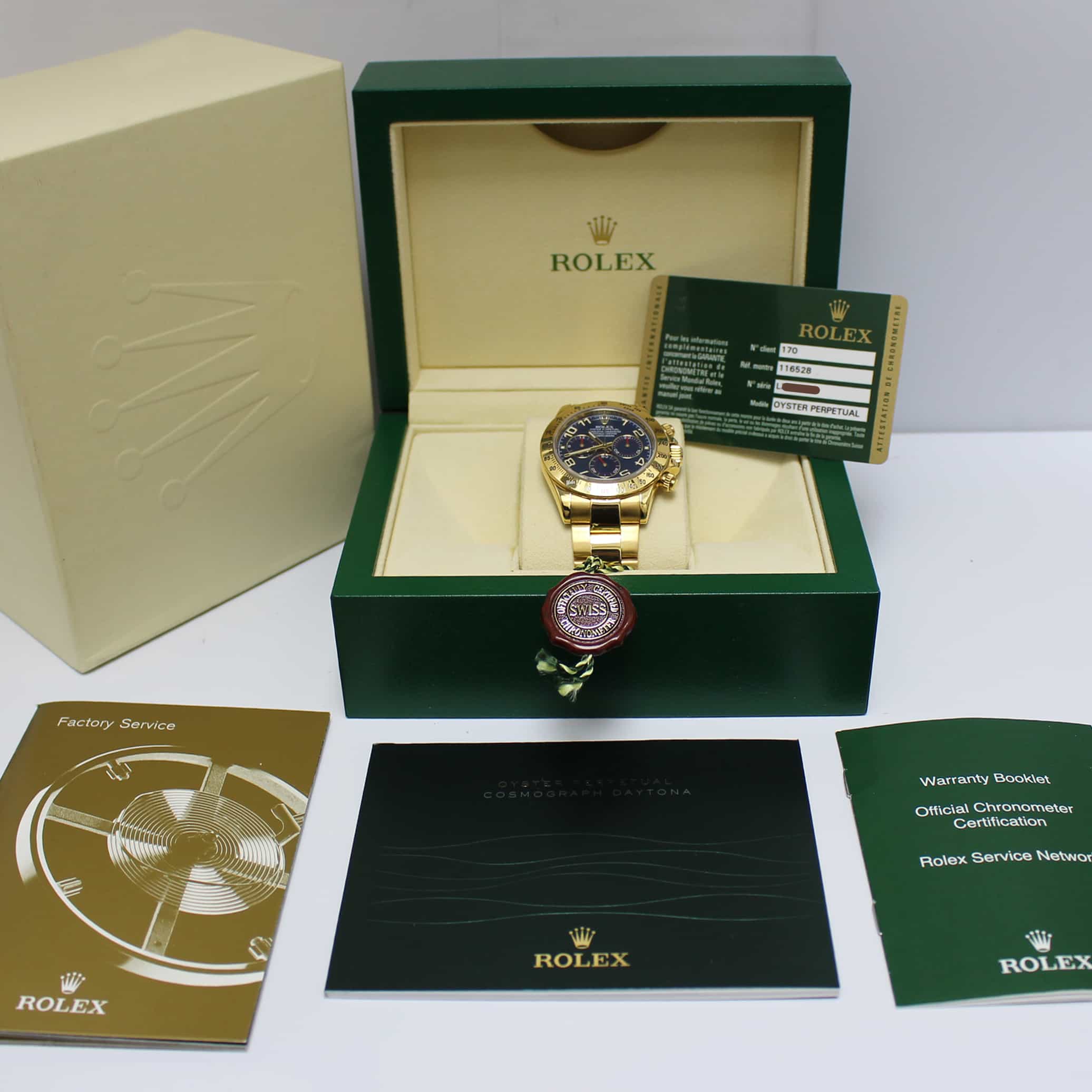 Rolex Cosmograph Daytona 18K Yellow Gold Blue Dial Automatic Mens Watch 116528 - Image 3