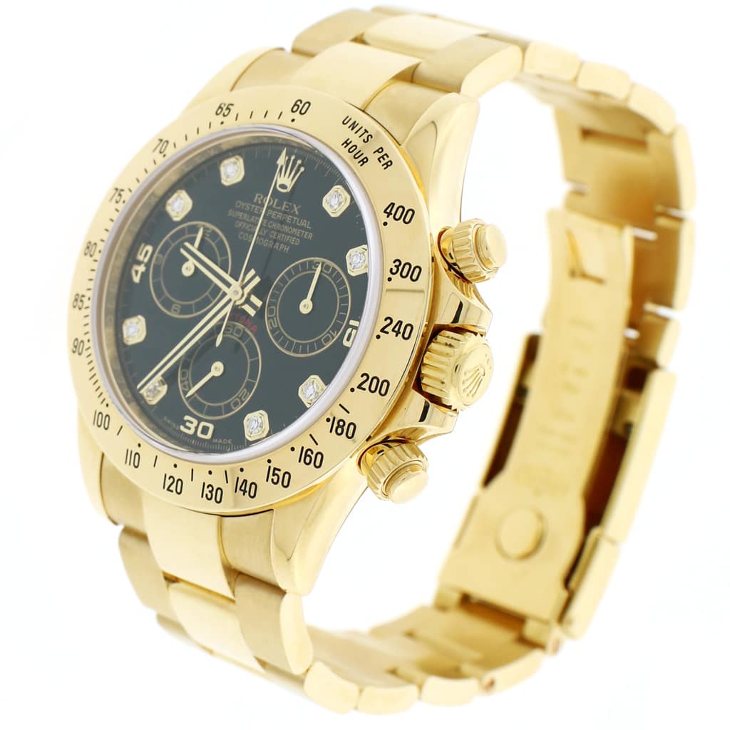 Rolex Cosmograph Daytona 18K Yellow Gold Factory Diamond Dial 40MM Automatic Mens Oyster Watch 116528 - Image 4
