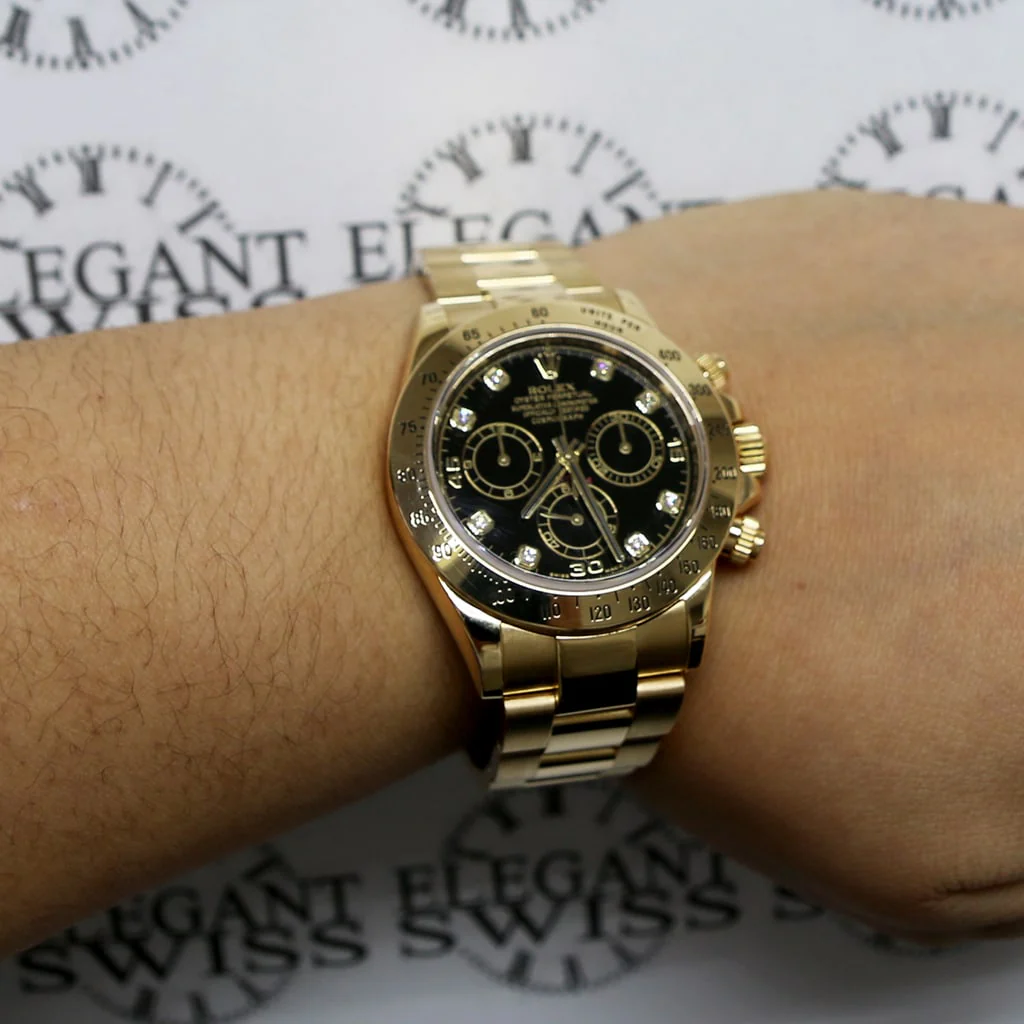 Rolex Cosmograph Daytona 18K Yellow Gold Factory Diamond Dial 40MM Automatic Mens Oyster Watch 116528 - Image 6