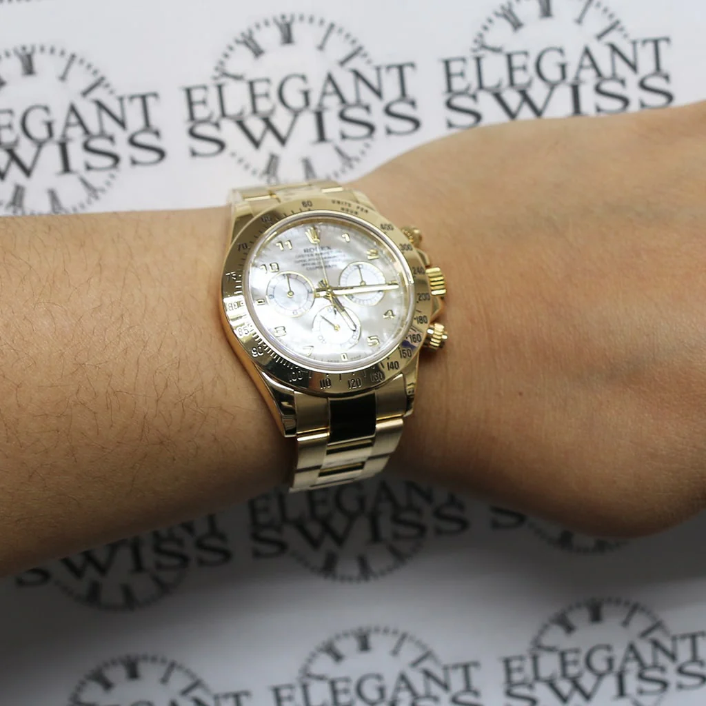 Rolex Cosmograph Daytona 18K Yellow Gold Factory White MOP Dial 40MM Automatic Mens Oyster Watch 116528 - Image 5