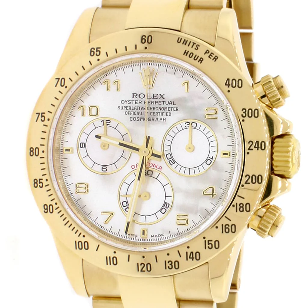 Rolex Cosmograph Daytona 18K Yellow Gold Factory White MOP Dial 40MM Automatic Mens Oyster Watch 116528 - Image 6