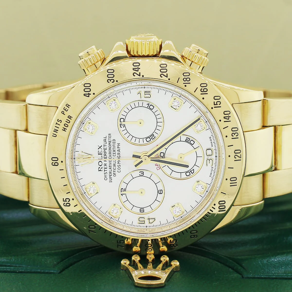 Rolex Cosmograph Daytona 18K Yellow Gold Factory White MOP Diamond Dial 40MM Automatic Mens Oyster Watch 116528 w/BoxPapers - Image 3