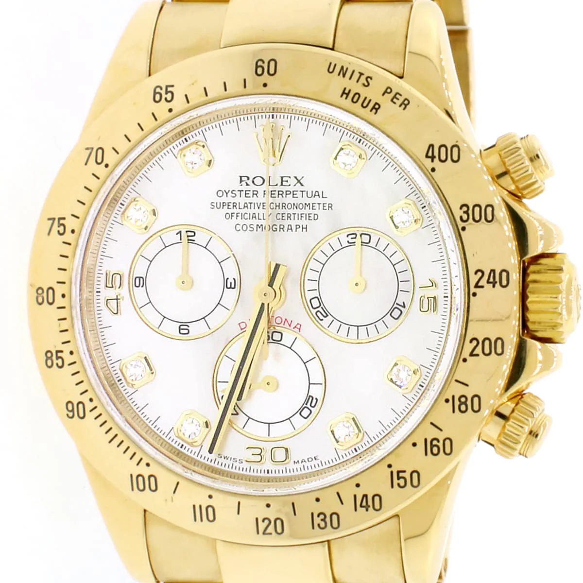 Rolex Cosmograph Daytona 18K Yellow Gold Factory White MOP Diamond Dial 40MM Automatic Mens Oyster Watch 116528 w/BoxPapers - Image 5