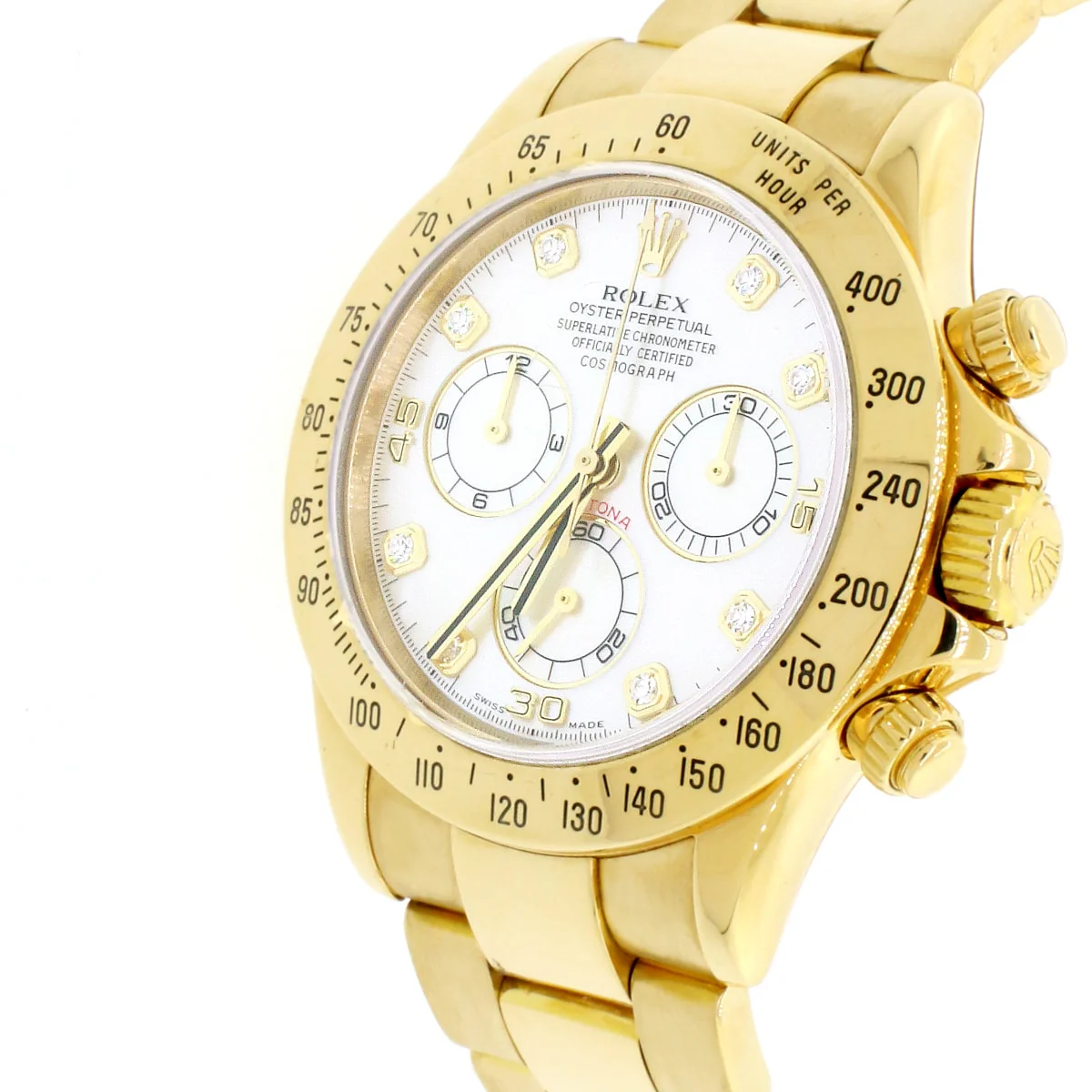 Rolex Cosmograph Daytona 18K Yellow Gold Factory White MOP Diamond Dial 40MM Automatic Mens Oyster Watch 116528 w/BoxPapers - Image 9