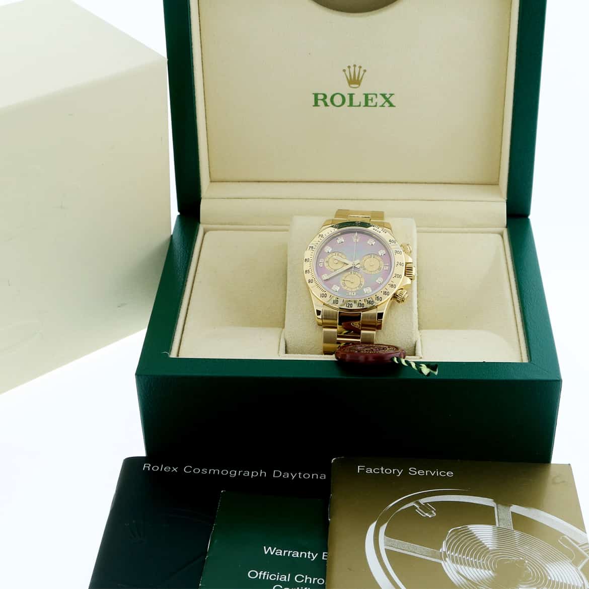 Rolex Cosmograph Daytona 18K Yellow Gold Original Dark Mother of Pearl Diamond Dial 40MM Automatic Mens Watch 116508 - Image 3