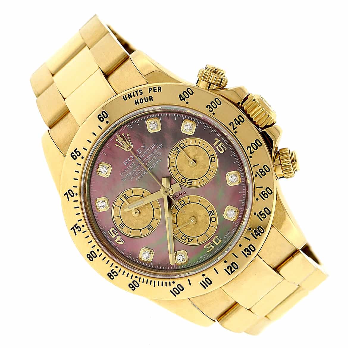 Rolex Cosmograph Daytona 18K Yellow Gold Original Dark Mother of Pearl Diamond Dial 40MM Automatic Mens Watch 116508 - Image 4