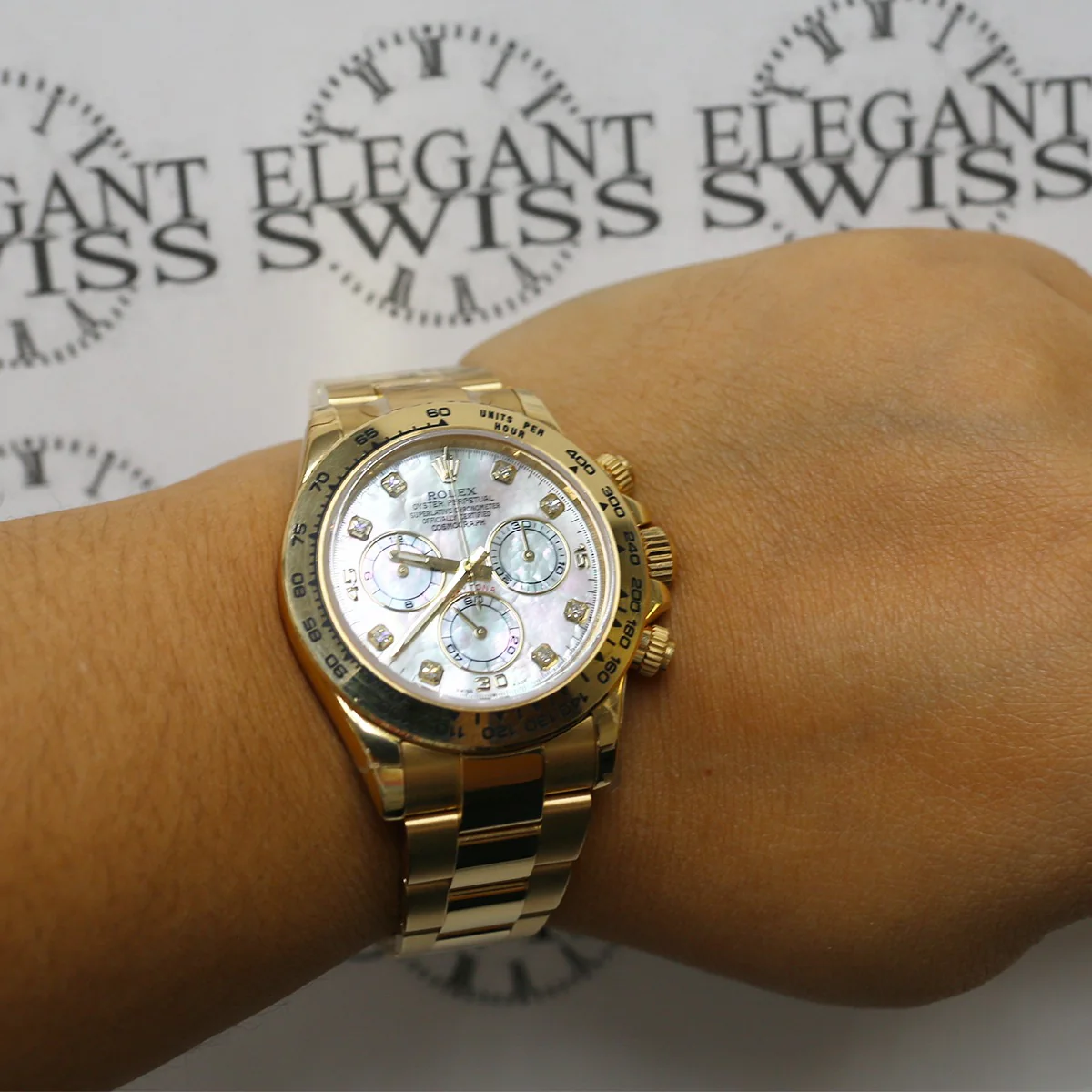 Rolex Cosmograph Daytona 40mm 18K Yellow Gold Factory MOP Diamond Dial 116508 Box Papers - Image 3