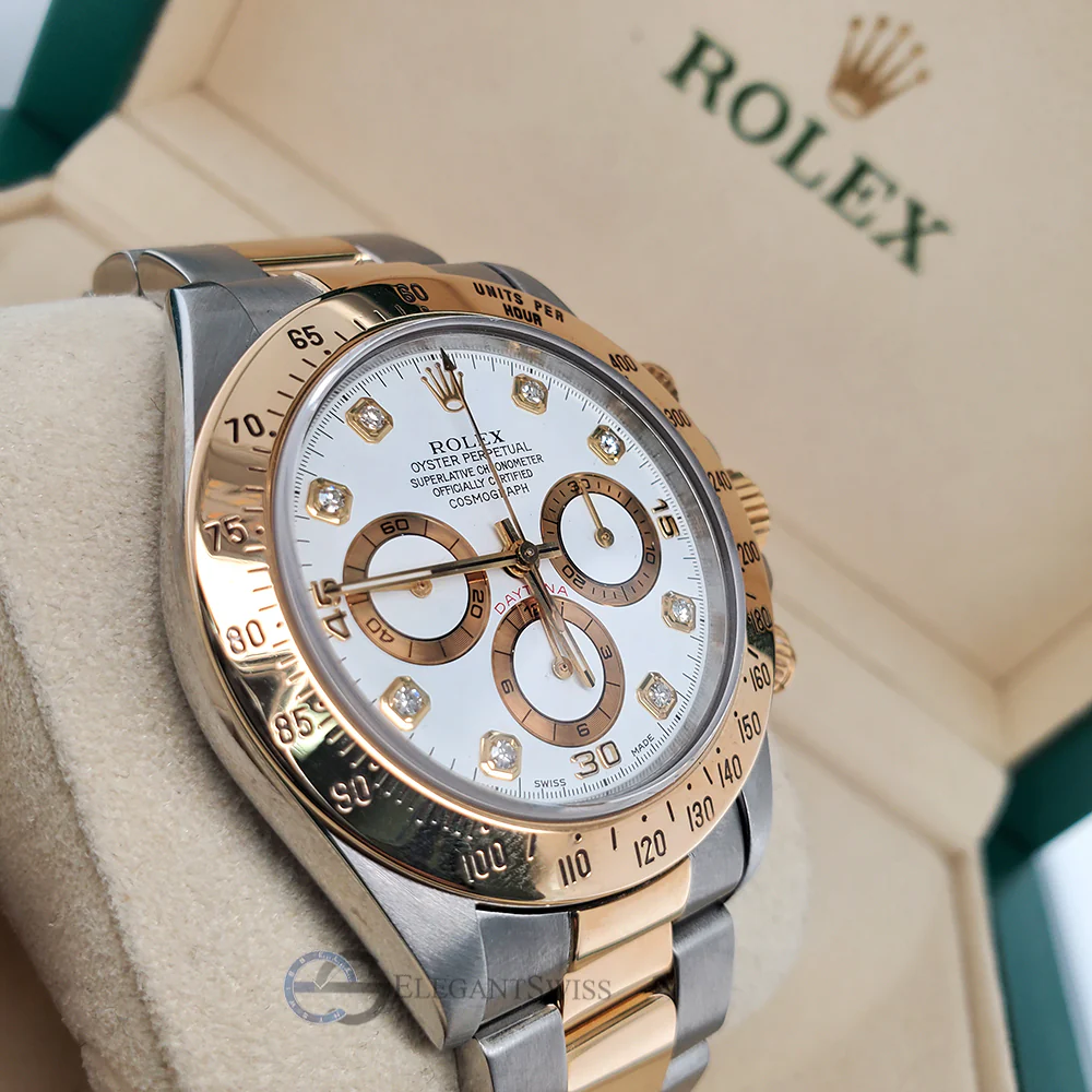Rolex Cosmograph Daytona 40mm 2-Tone White Diamond Dial Oyster Watch 16523 - Image 3