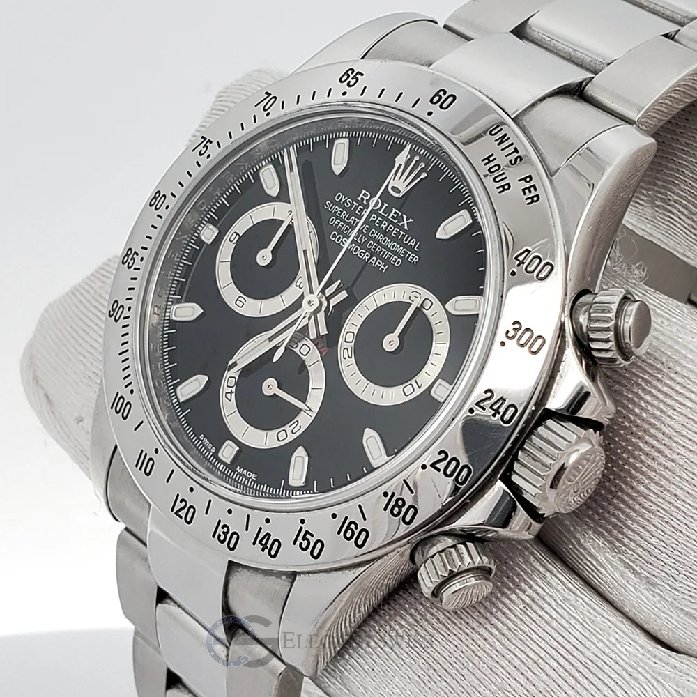 Rolex Cosmograph Daytona 40mm Black Dial Stainless Steel Watch 116520 Box Papers - Image 2