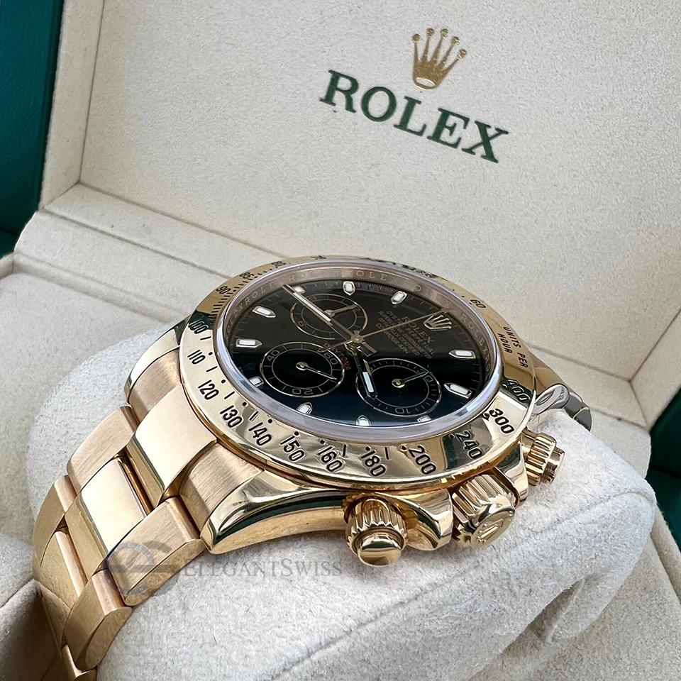 Rolex Cosmograph Daytona 40mm Black Dial Yellow Gold Watch 116528H - Image 6