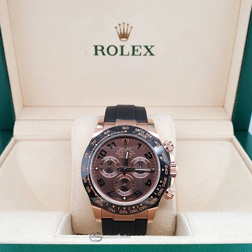 Rolex Cosmograph Daytona 40mm Chocolate Arabic Dial - Black Oysterflex Strap - Everose Gold Watch 116515LN Box Papers - Image 2