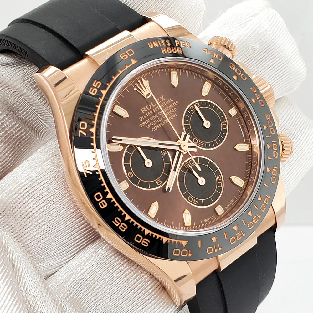 Rolex Cosmograph Daytona 40mm Chocolate Dial Black Oysterflex Strap Everose Gold Watch 116515LN Box Papers - Image 2