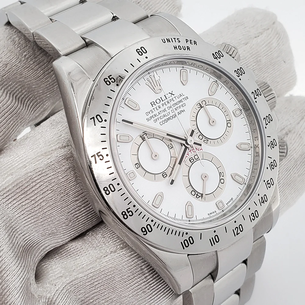 Rolex Cosmograph Daytona 40mm White Dial Steel Watch 116520 Box Papers - Image 2