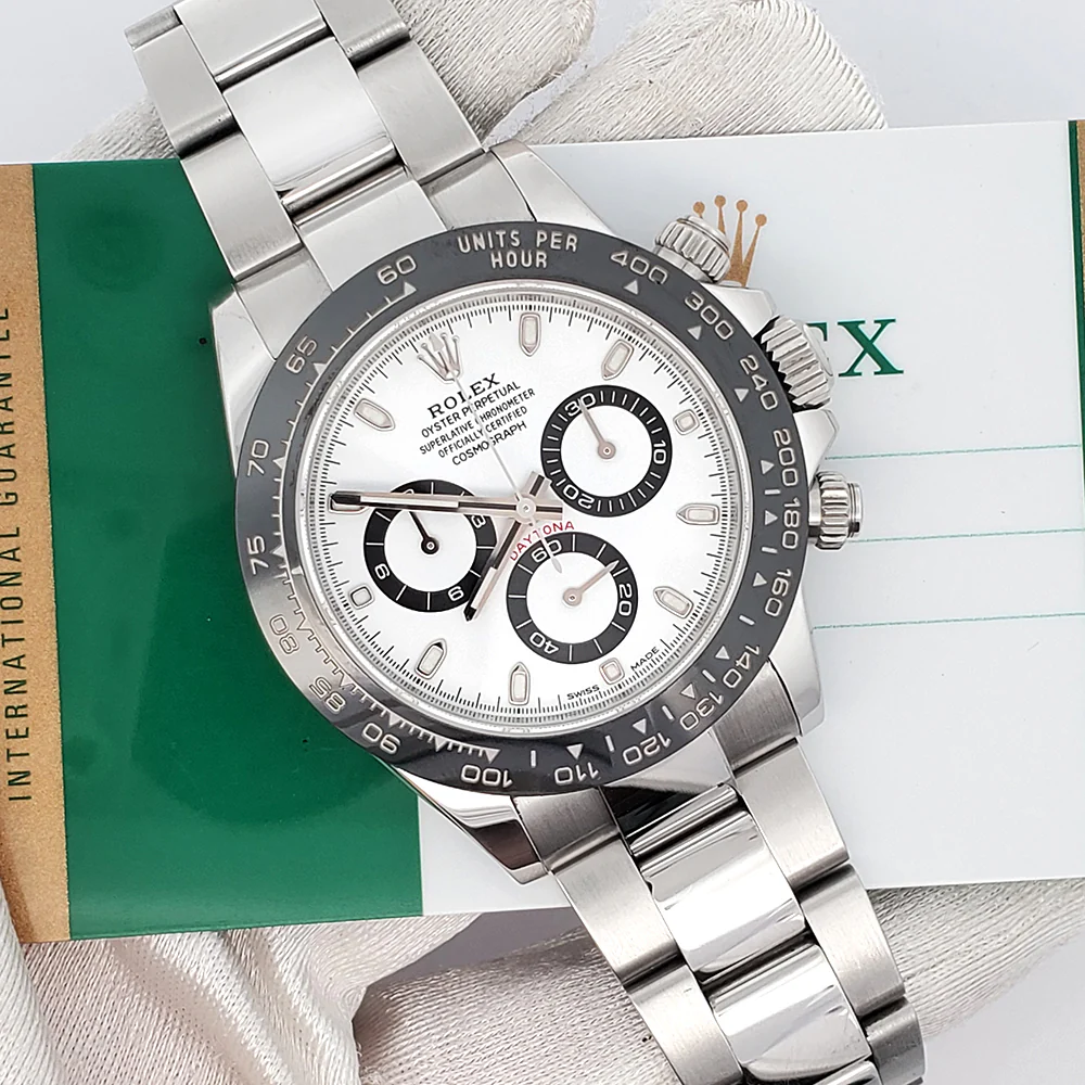 Rolex Cosmograph Daytona 40mm White Panda Index Dial Steel Watch 116500 Box Papers - Image 3