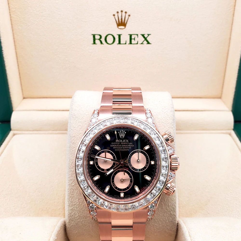 Rolex Cosmograph Daytona 8.5ct VS Princess Diamond Bezel/Lugs Rose Gold 40mm Watch 116505 - Image 3
