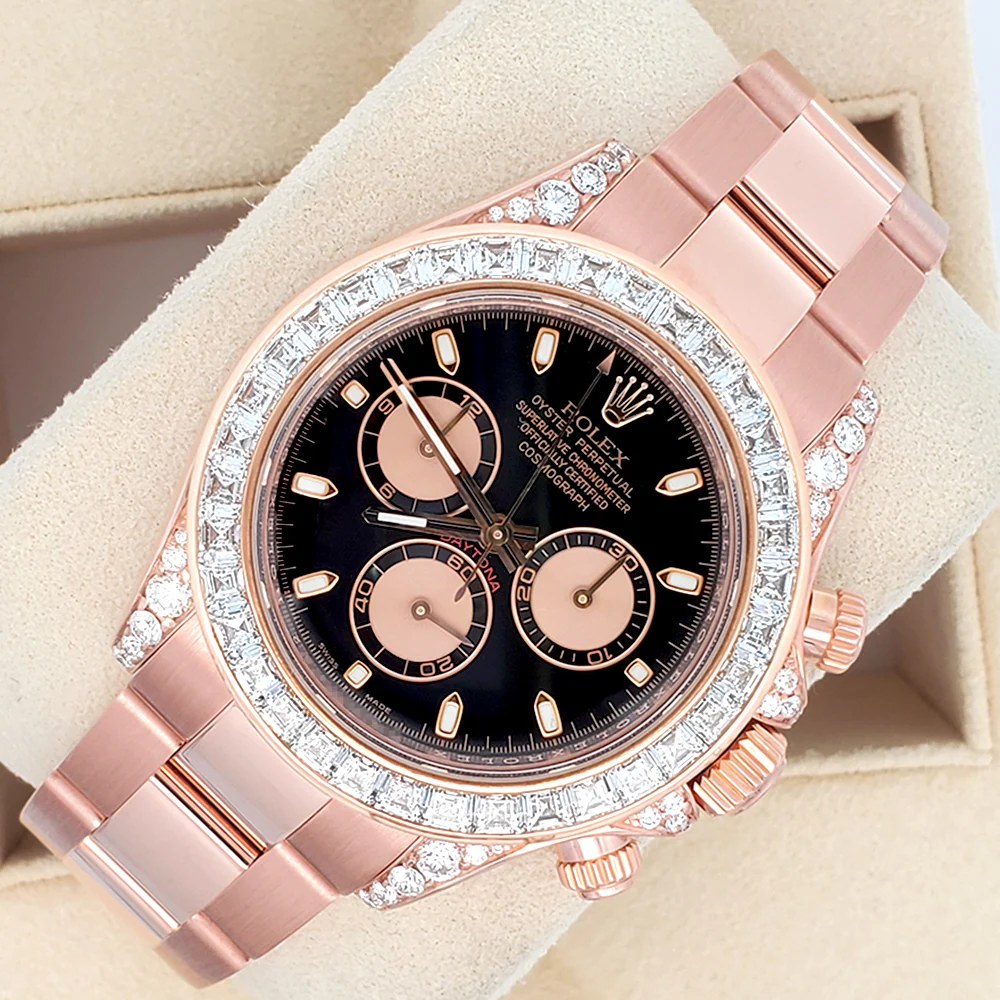 Rolex Cosmograph Daytona 8.5ct VS Princess Diamond Bezel/Lugs Rose Gold 40mm Watch 116505 - Image 4