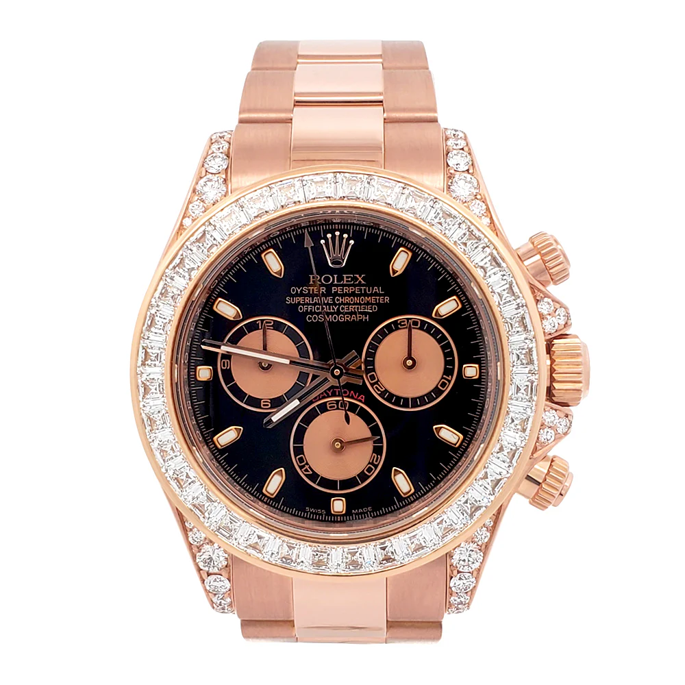Rolex Cosmograph Daytona 8.5ct VS Princess Diamond Bezel/Lugs Rose Gold 40mm Watch 116505 - Image 5