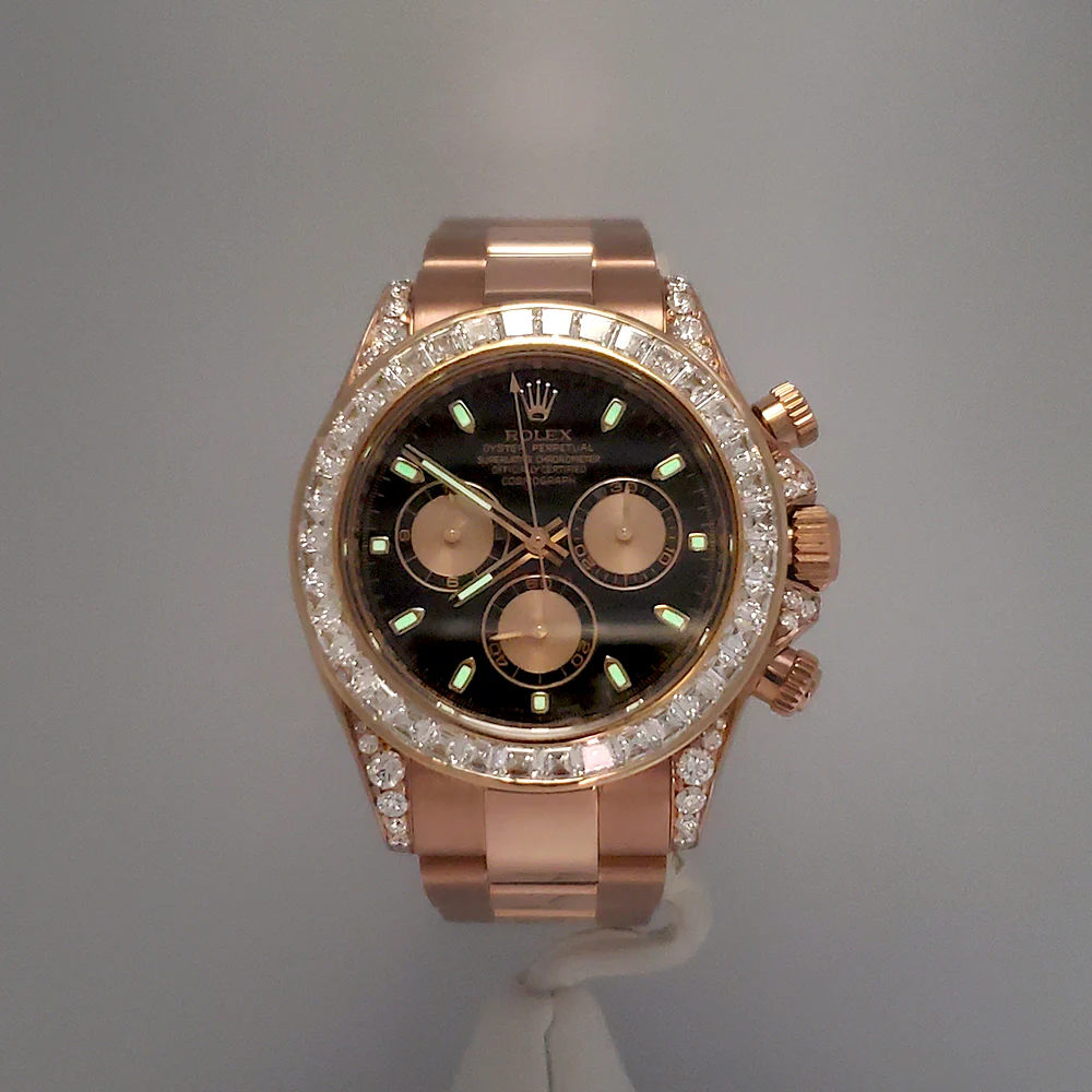 Rolex Cosmograph Daytona 8.5ct VS Princess Diamond Bezel/Lugs Rose Gold 40mm Watch 116505 - Image 9