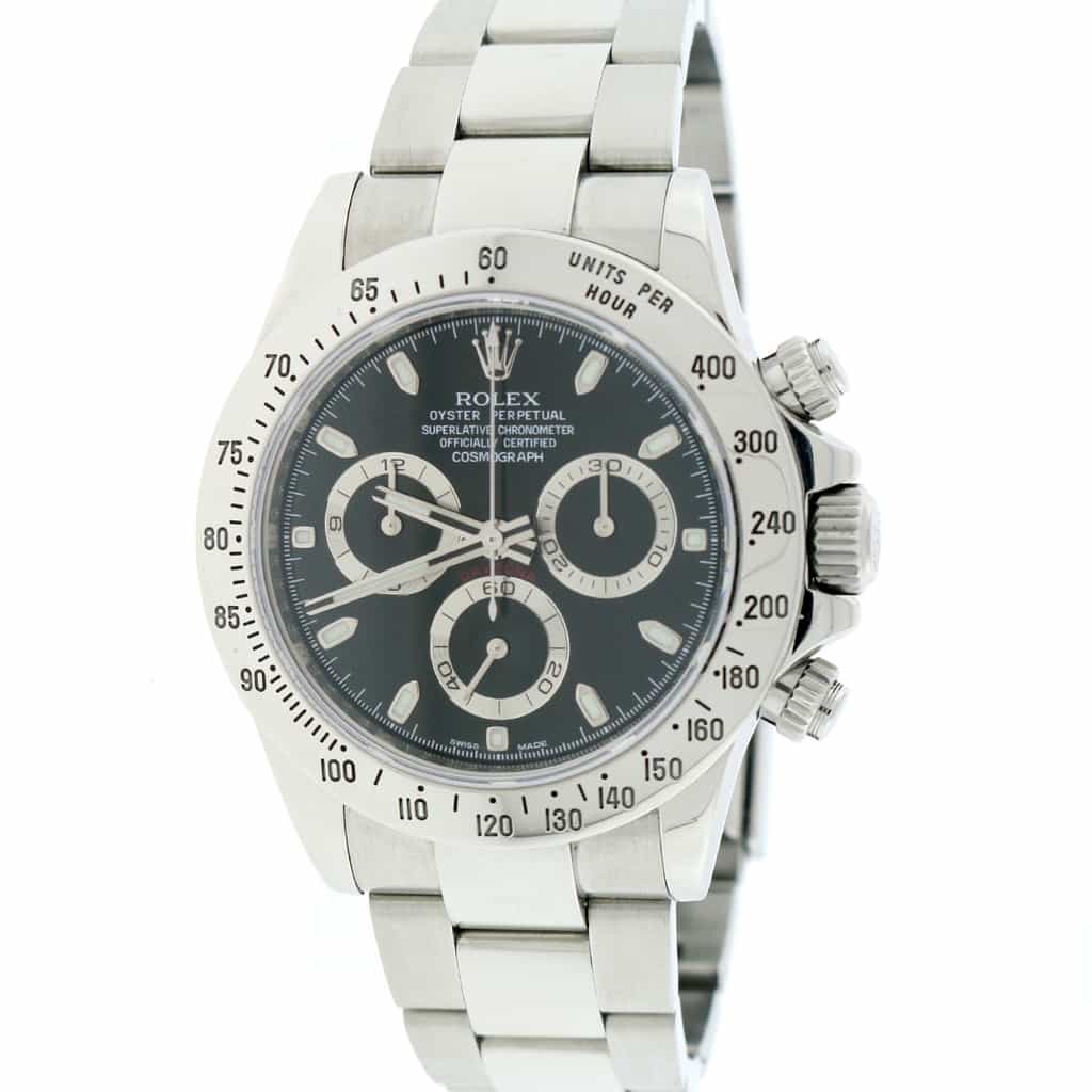 Rolex Cosmograph Daytona Black Dial 40MM Automatic Stainless Steel Mens Oyster Watch 116520