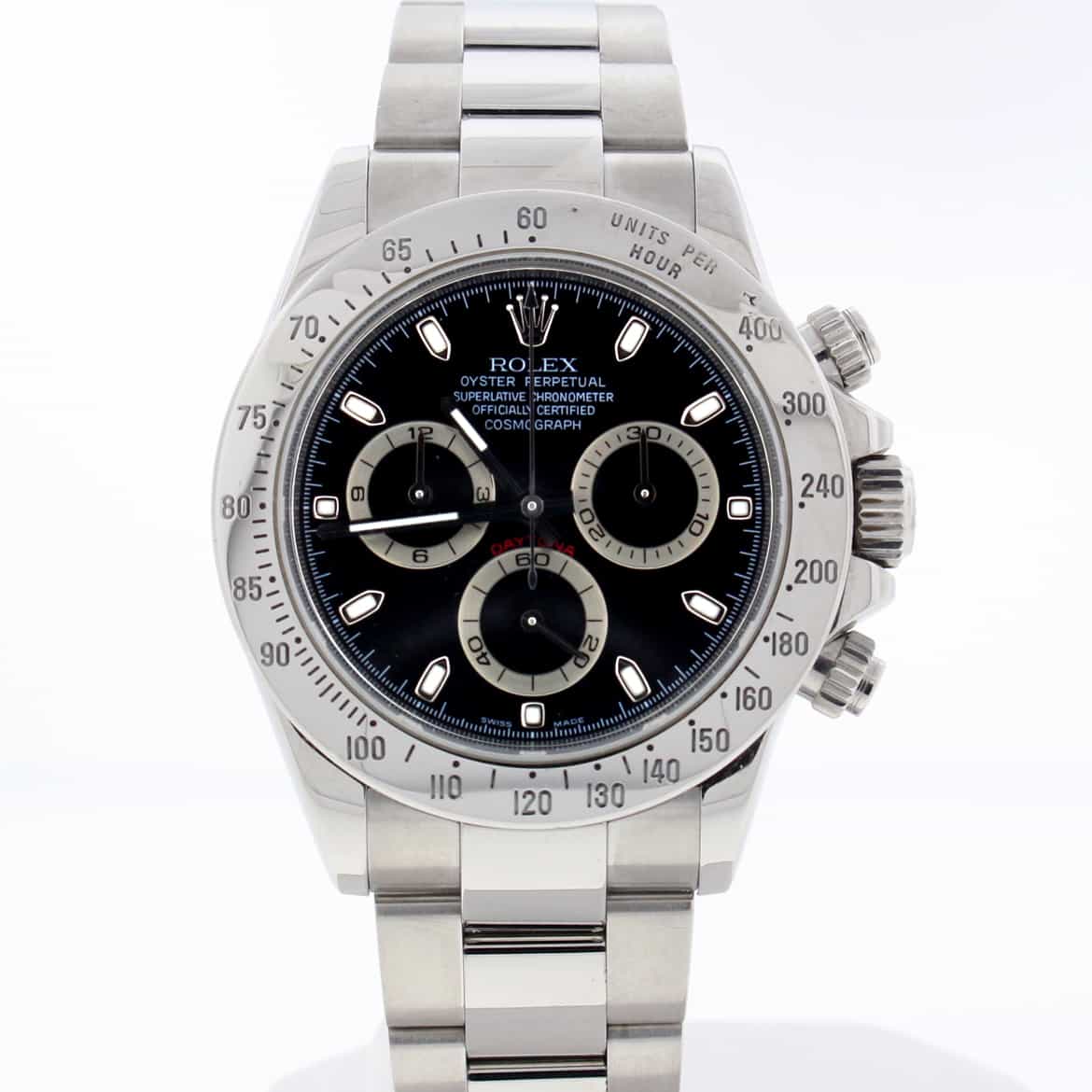 Rolex Cosmograph Daytona Black Dial 40MM Automatic Stainless Steel Mens Watch 116520
