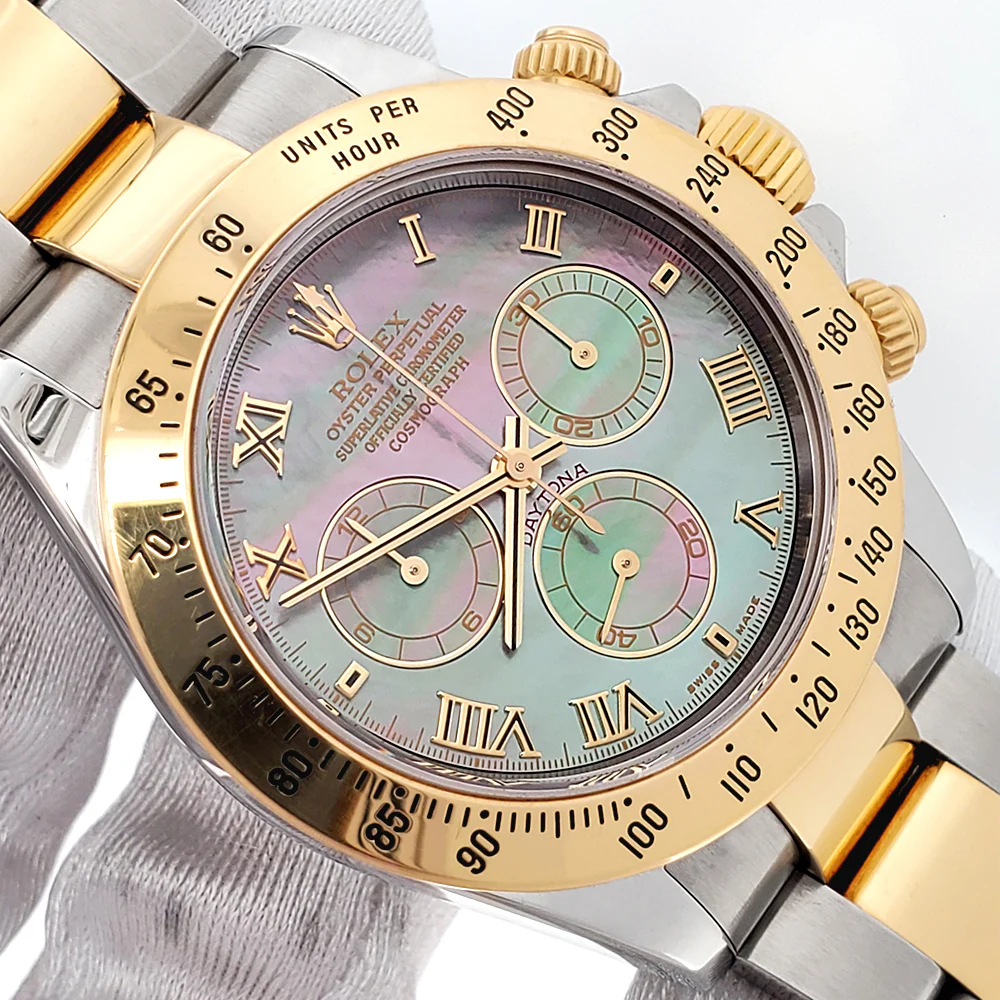 Rolex Cosmograph Daytona Factory Tahitian Mother of Pearl Dial Yellow Gold/ Steel Watch 116523 Box/Papers/Service Papers - Image 2