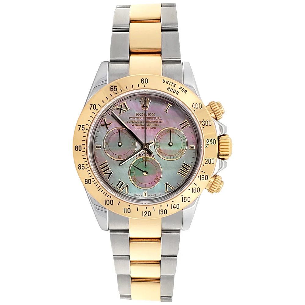 Rolex Cosmograph Daytona Factory Tahitian Mother of Pearl Dial Yellow Gold/ Steel Watch 116523 Box/Papers/Service Papers - Image 6